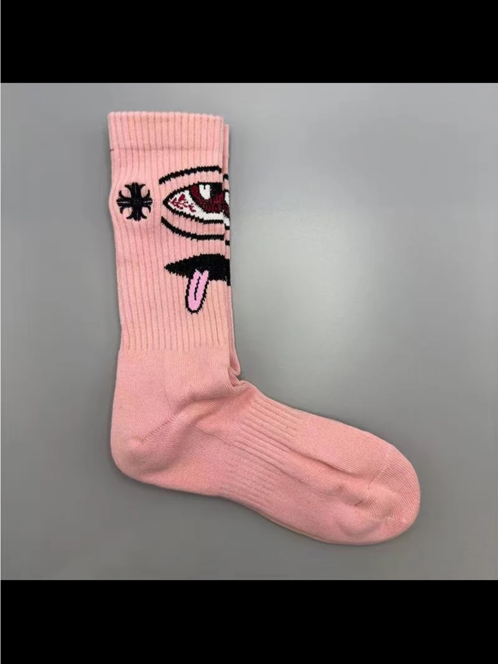 Chrome Hearts Pink Graphic Eye Crew Socks